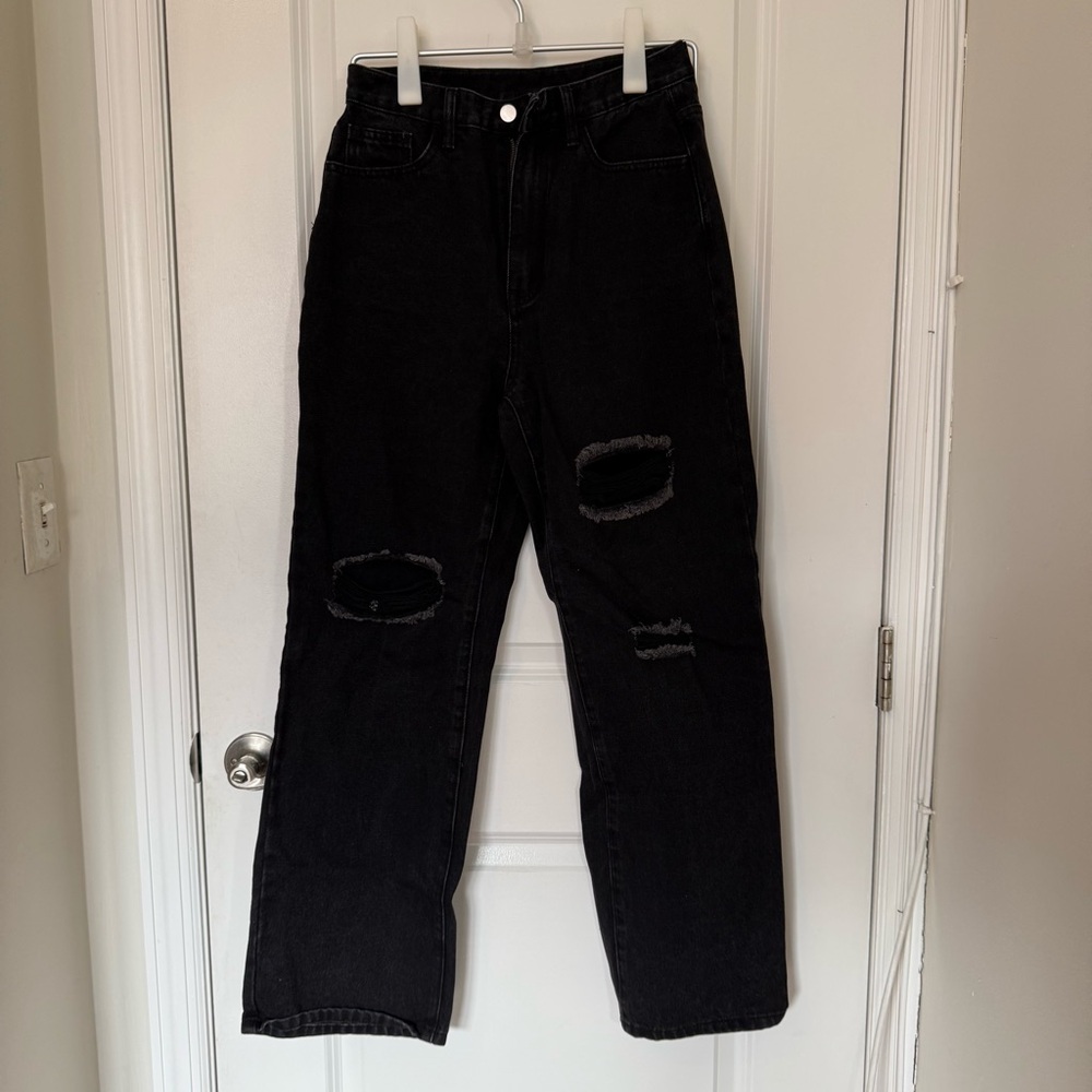 Cider Ripped Black Denim Jeans